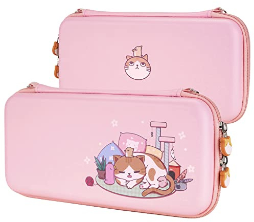 Tasche für Nintendo Switch Lite, Tasche Tragetasche Hülle Case Schutzhülle Slim Reisetasche für Switch Lite mit Thumb Griffe&10 Speicherplatz-(Kätzchen&Huhn)