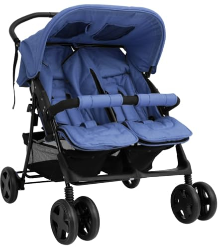 vidaXL Zwillingskinderwagen Marineblau Stahl