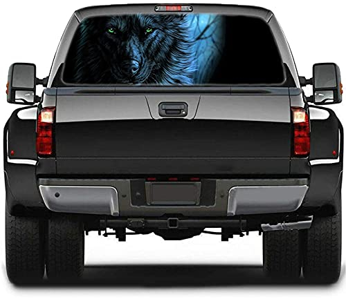 FYTY Heckscheiben-Aufkleber für LKWs, Arctic Wolf Auto Pickup Wrap Grafik perforiert durchsichtig Universal Kratzer versteckte Autoaufkleber, 168 x 74 cm