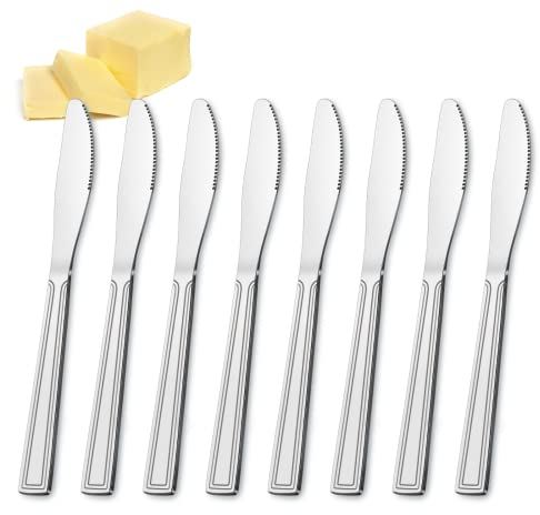 hunnycook Buttermesser 16 Stück, Messer Set aus Edelstahl, Menümesser, Tafelmesser mit Wellenschliff, Besteck Buttermesser Frühstücksmesser für Party Restaurants Cafeterias, Spülmaschinenfest