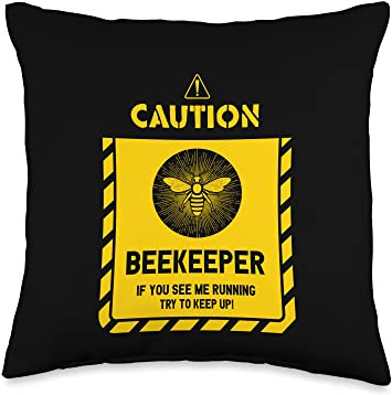 Funny Bee Themed Gift Beekeeper Clothing Gifts Art Men Women Beekeeping Honeybee Beehive Lover Throw Pillow, 16x16, Multicolor