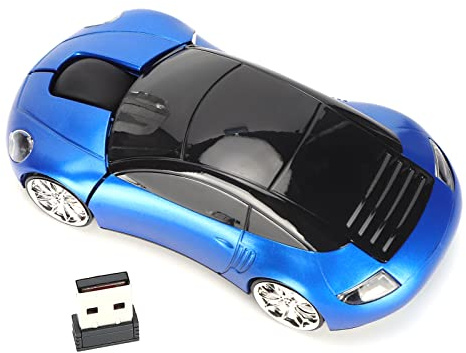 Drahtlose Maus, Tragbare, Schnurlose 2,4-G-Maus in Autoform, Ergonomische Professionelle Optische Spielemaus (Blau)
