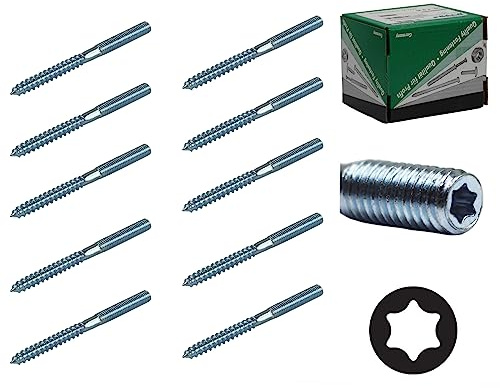 Stockschrauben Torx M8 [50, 60, 80, 100, 120mm] [Made in Germany] Schraubstifte Gewinde verzinkt Doppelgewinde für Rohrschellen Befestigung Montagematerial Schraube (50mm, 50stk)
