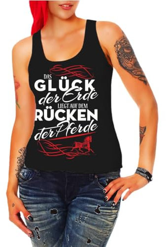 Spaß Kostet Damen Tank Top Pferdesprüche Das Glück Dieser Erde liegt auf dem Rücken der Pferde Größe XS - 3XL