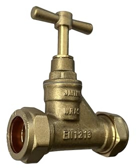 22mm Stopcock Brass Compression Valve - Durable With BS1010 and BS EN1213 Standards, Stop Tap Isolation Valve for Water Mains