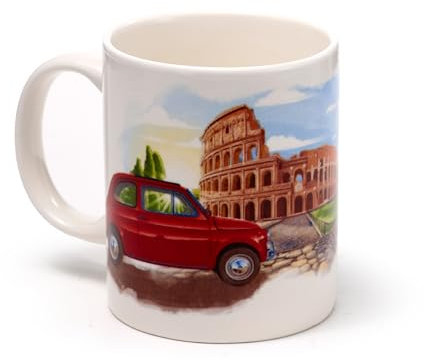 Puckator Tazza in Porcellana Fiat 500 - La Dolce Vita - Per Colazione e The