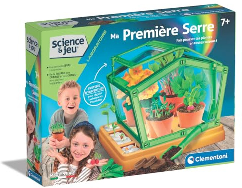 Clementoni - Mein erstes Gewächshaus – ab 7 Jahren – Wissenschafts-Set für Kinder, um die Botanik zu entdecken, wissenschaftliches Lernspiel mit Gewächshaus zum Zusammenbauen, Spielzeug für Kinder