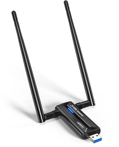 EDUP AX3000M USB 3.0 WiFi 6E Adapter Wireless WiFi Dongle Network Adapter 802.11AX Tri-Band 6GHz/5GHz/2.4GHz Dual 5dBi Antennas for PC Desktop Laptop Compatible with Windows 11/10 64Bits