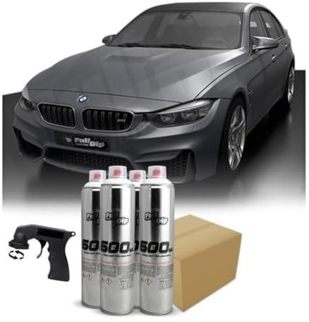 AutoFullCar Set für Autolack mit Full Dip-Spray im Format von 600 ml, Flüssigvinyl, Geschenk-Sprühadapter (Anthrazit-Metallic, kompaktes Auto)
