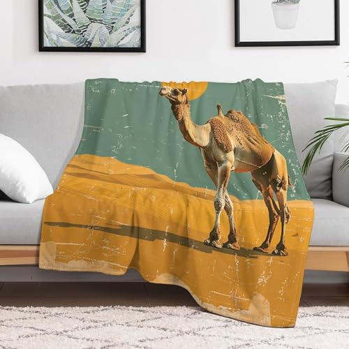 Coperta ultra morbida in micropile color cammello nel deserto, leggera coperta pelosa in flanella, morbida e accogliente, coperta calda per tutte le stagioni, per letto, divano, soggiorno, divano, 140