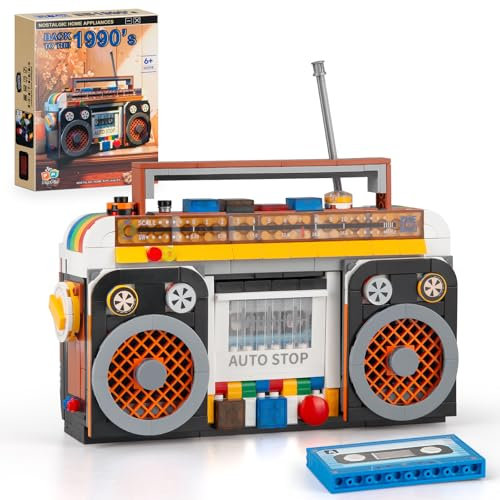 HIGH GODO Klassische Retro Radio Klemmbausteine,554 Teile Vintage Radio Mini Bausteine Klassisches Schreibtischdeko Radio Modell Bausatz Spielzeug Kreative Geschenks für Erwachsene und Jugendliche