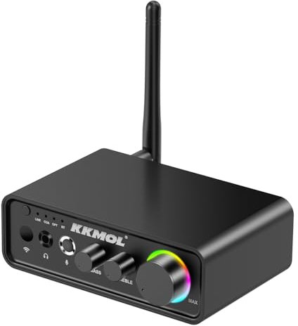 KKMOL Mini HiFi Verstärker, 2 Kanal Stereo Leistungsverstärker, 100Wx2 Audio Mit Bluetooth 5.3 Und TPA3116 Amp Chip, Digitalverstärker Subwoofer Für Familientreffen