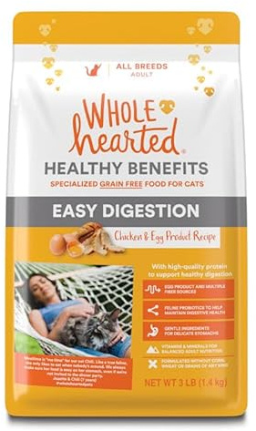 WholeHearted Healthy Digestion Chicken and Egg Product Recipe Dry Cat Food 3 lbs.