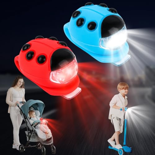 Trottinette LED pour enfant - Feux arrière LED étanches avec 3 modes pour scooter - Étanche IPX4 - Sac à dos LED - Lumière pour poussette - Sac à dos pour enfant et accessoires de poussette (A)
