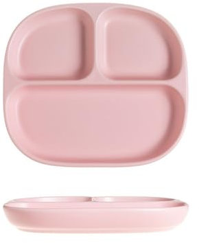 Windmilne Platos divididos Plato de cerámica con Compartimentos Plato Divisor Creativo Platos de Cena divididos (Rosa 21,5 x 19,3 x 2,5 cm)