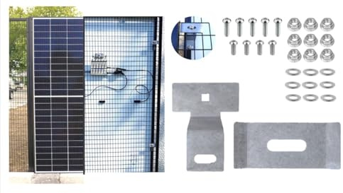 Solarmodulhalter für die Installation an Stabmattenzäunen – PV-Modul Montageset mit Muttern und Schrauben, Stromerzeugung am Zaun, Befestigung in vertikaler und horizontaler Ausrichtung (Edelstahl)