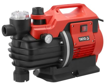 YATO Gartenpumpe Wasserpumpe 5000l/h – Druckpumpe mit Manometer & Vorfilter – 5,3 bar, 53m Förderhöhe – IPX4 – für Garten, Brunnen, Regenwassertank, Camping