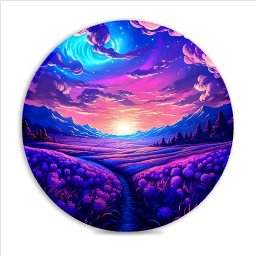 Tapis Souris Violet rêveur (30X30) CM 11.81(in) Tapis Souris Rond Jeu Tapis Souris d'ordinateur avec Base en Caoutchouc antidérapante Compatible avec Les Souris Laser et optiques