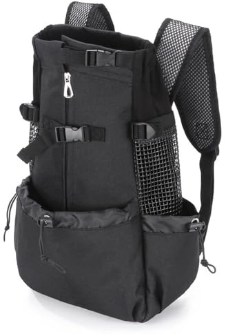 Hundetragerucksack Tragbarer Verstellbarer Hunderucksack Belüfteter Haustiertragerucksack Haustierrucksack Zum Wandern vordere Brust für kleine mittelgroße große Hunde Katzen (schwarz, XL)