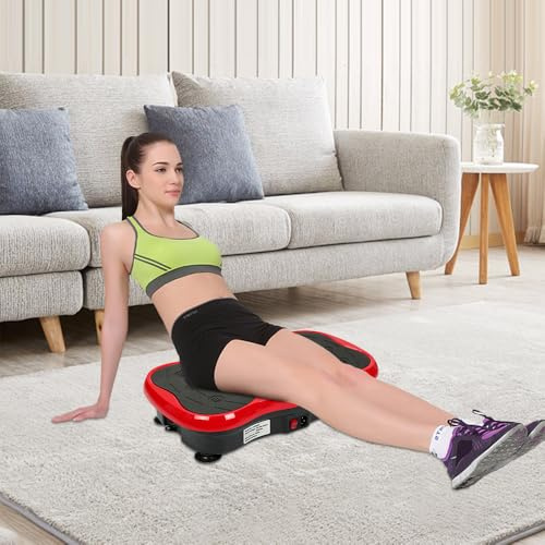 Plataforma vibratoria oscilante,Aparato Shaper con control remoto y banda elástica,Entrenamiento Deportivo,99 Niveles de Velocidad-Negro y Rojo