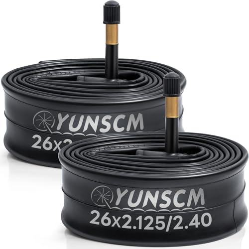 YunSCM 2PCS 56/64-559 26 Zoll Schlauch 26 x 2.125 26x2.25 26x2.3 26x2.35 26x2.4 AV48mm Schrader-Ventil, kompatibel 26 Zoll Fahrradschlauch/Kinderfahrrad/E-Fahrrad Schlauch 26x2.125/2.25/2.30/2.35/2.40