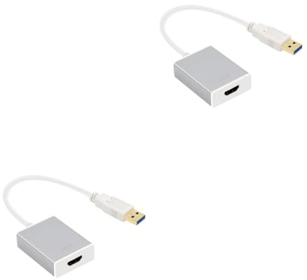 DIYEAH 2 Pièces Adaptateur USB vers Argenté Câble Convertisseur Vidéo Haute Définition pour Pc Ordinateur Portable et Projecteur Compatible Multi-écrans Jusqu