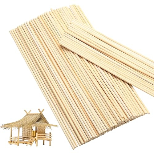 300 Stück Zuckerwatte Stäbe, 300mm x 4mm Holzstäbchen zum Basteln Holzstäbe Rund Zuckerwatte Stäbchen Zuckerwattestäbe Lang Bambusstäb für DIY Kunstprojekte Handwerk Dekoration