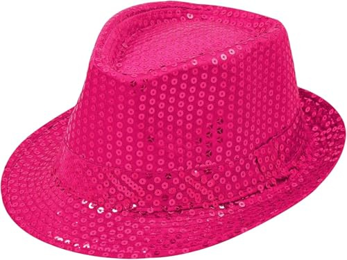 TrendandStylez Pailletten Hut Glitzer Kappe Sylvester Karneval Party 15 Farben (Pink)