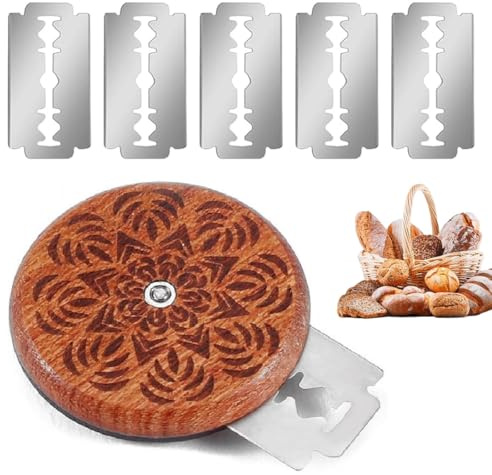 VAEIORP 1 couteau de boulanger et 5 lames de rechange, outil de découpe pour pâte, grignette lame de boulanger, couteau à pain courbé, outil de scoring pour baguette