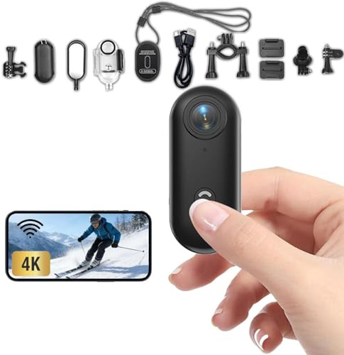 Action Cam 4K Mini WiFi wasserdicht Bodycam Helmkamera Clip POV Kamera 36g | Ultra-leicht Sportkamera, Magnet 360° Clip, 120° Weitwinkel, Loop Aufnahme Action Kamera für Motorrad, Fahrrad, Outdoor, Vlog