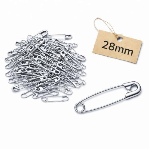 120 Spille da Balia in Blister - Scegli tra le Dimensioni 28mm/32mm/50mm, Spilli da Balia per Cucito, Sartoria, Ufficio, Abiti e Fai da Te (120PZ 28MM)