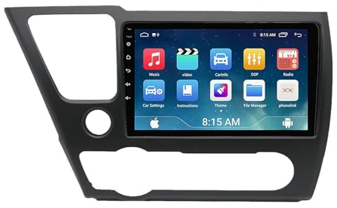 Autorradio Android 15 de 9 Pulgadas Doble DIN para Honda Civic 2013-2016 con CarPlay, cámara de reversa, Control del Volante, Bluetooth, GPS, Radio FM, WiFi (A2 2G+32G)