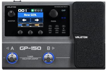 Valeton GP-150 Processeur multi-effets pour guitare avec pédale d'expression, plus de 200 effets, modélisation NAM SnapTone, chargeur infrarouge, boucleur, boîte à tambour, interface audio USB