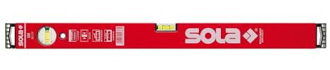 Sola SM RED Wasserwaage aus Aluminium, 100 cm, mit 2 Luftblasen, Rot