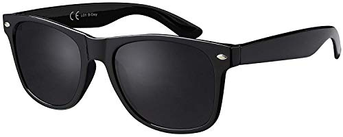La Optica Original UV400 CAT 3 CE Unisex Sonnenbrille - Farben, Einzel-/Doppelpacks, Verspiegelt, Einzelpack Glänzend Schwarz (Gläser: Grau), 53