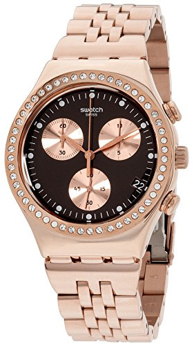 Swatch Unisex Erwachsene Chronograph Quarz Uhr mit Edelstahl Armband YCG414G