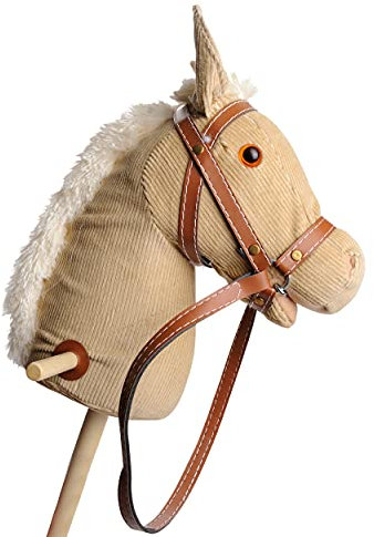 Steckenpferd beige 2112 SLH | Steckenpferd beige | Stabpferd mit Stab | Für viele Generationen: Kinderpferd aus Holz | Kopf aus Plüsch | Wiehergeräusche |