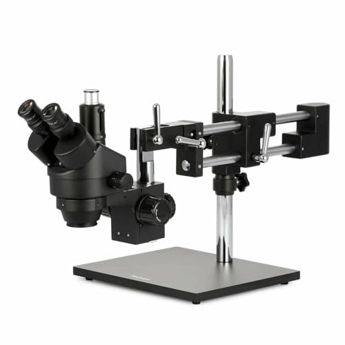 AmScope - 3.5X-90X Trinocular Stereo Zoom Microscope with Double Arm Boom Stand - Black - SM-4TZ-B