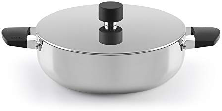 CASTEY - Cacerola Baja de Baltic, 20 cm, Acero Inoxidable, Color Plateado, Tecnología Trimetal Induction, Revestimiento Antiadherente, Distribuye de Forma Homogénea el Calor, Resistente y Duradera