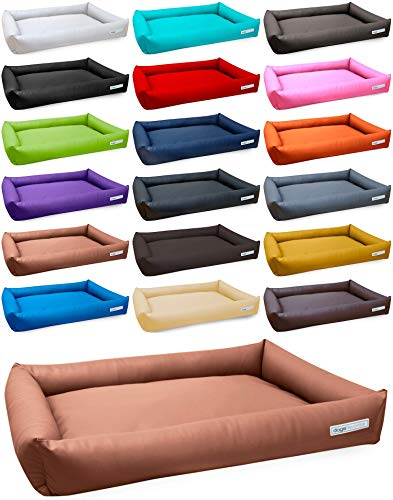 dogsfavorite, Hundebett Starter Visco aus Kunstleder, Hundekissen, orthopädisch, 120 x 90 cm, Cognac
