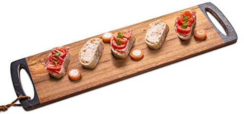 bar@drinkstuff Acacia Wood Serving Board 58 x 15cm - Serving Platter, Food Board, Burger Board, Wooden Board