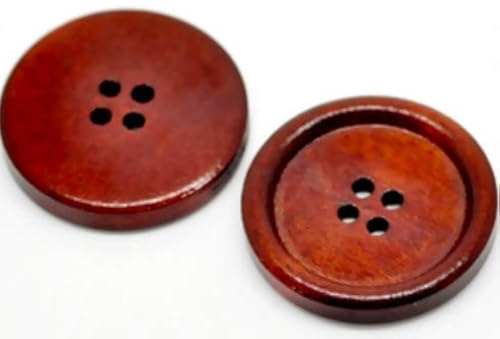 25 Holzknöpfe 30mm 4-Loch rund rot-braun Knopf zum aufnähen Dekoknöpfe Holzknopf