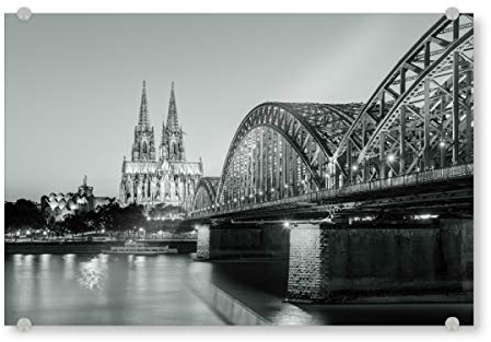 artboxONE Acrylglasbild 45x30 cm Städte/Köln Köln schwarzweiß Bild hinter Acrylglas - Bild Köln Brücke Cologne