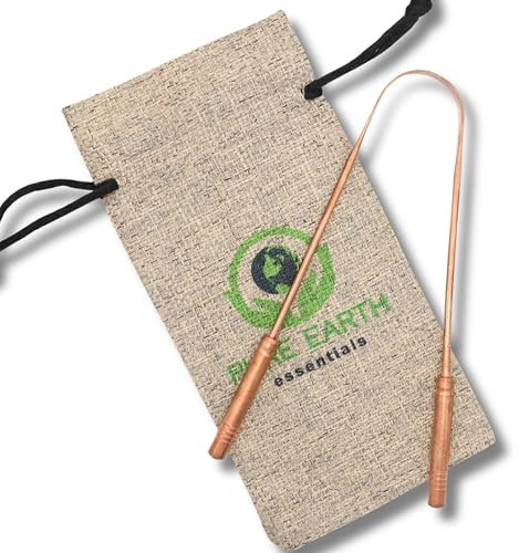 100% Pure Copper Tongue Scraper for Adults - Heavy-Duty, Rust-Proof, Long-Lasting Oral Care - Travel Tongue Scraper Ayurvedic with Case - PURE EARTH essentials (1 Piece/Pack)