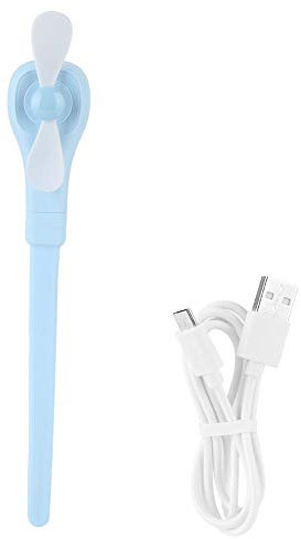 Ymiko Mini Ventilador portátil de Bolsillo Ventilador Flexible de Mano Ventilador USB Ventilador de muñeca Oficina en casa Viaje al Aire Libre(Azul)