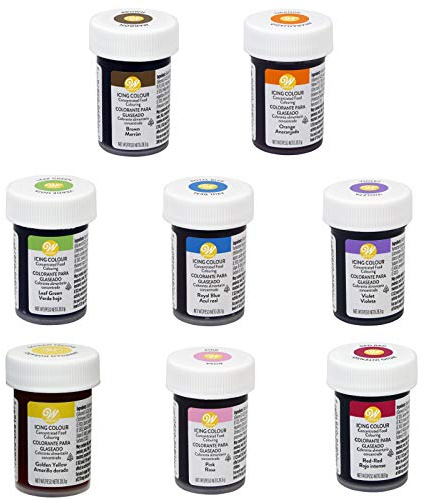 bakeryteam Selection Wilton Glasurfarben Lebensmittelfarbe für Teig, Fondant, Creme Set mit Braun und Orange 8 x 28 g