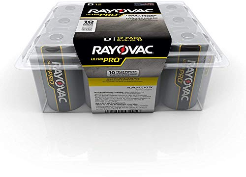 Rayovac Batteries ALD-12PPJ UltraPro Industrial Alkaline Battery, D Size, Standard, Black (Pack of 24) (ALD12-2)