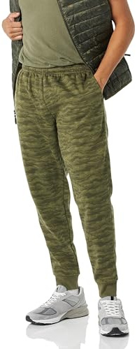 Amazon Essentials Pantalones Deportivos de Forro Polar y Corte Holgado Hombre, Verde Oliva Camuflaje, L