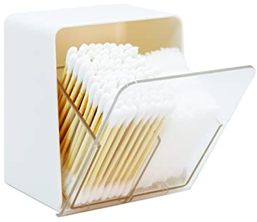 Artilife Bathroom Qtip Holder Canisters for Swabs and Balls, Vanity Countertop Storage Organizer (1 Pack)