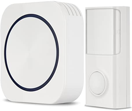 REV Funkklingel - Türgong Set optisch und akustisch, 50m, 90dB, Funkgong (3x1,5V) und Klingeltaster, weiss